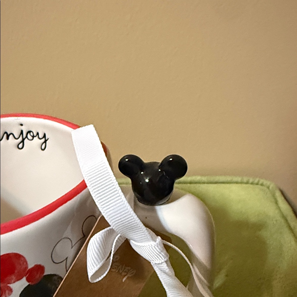 Rae Dunn Disney Mickey Print Double Sided Mug With A Mickey Head On The Handle - Picture 2 of 7